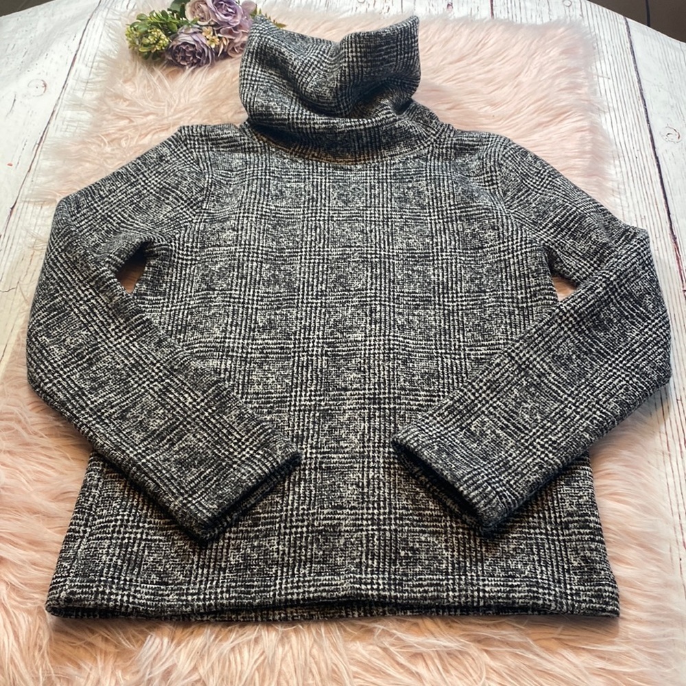 J. Crew Factory Black and White Turtleneck Sweater